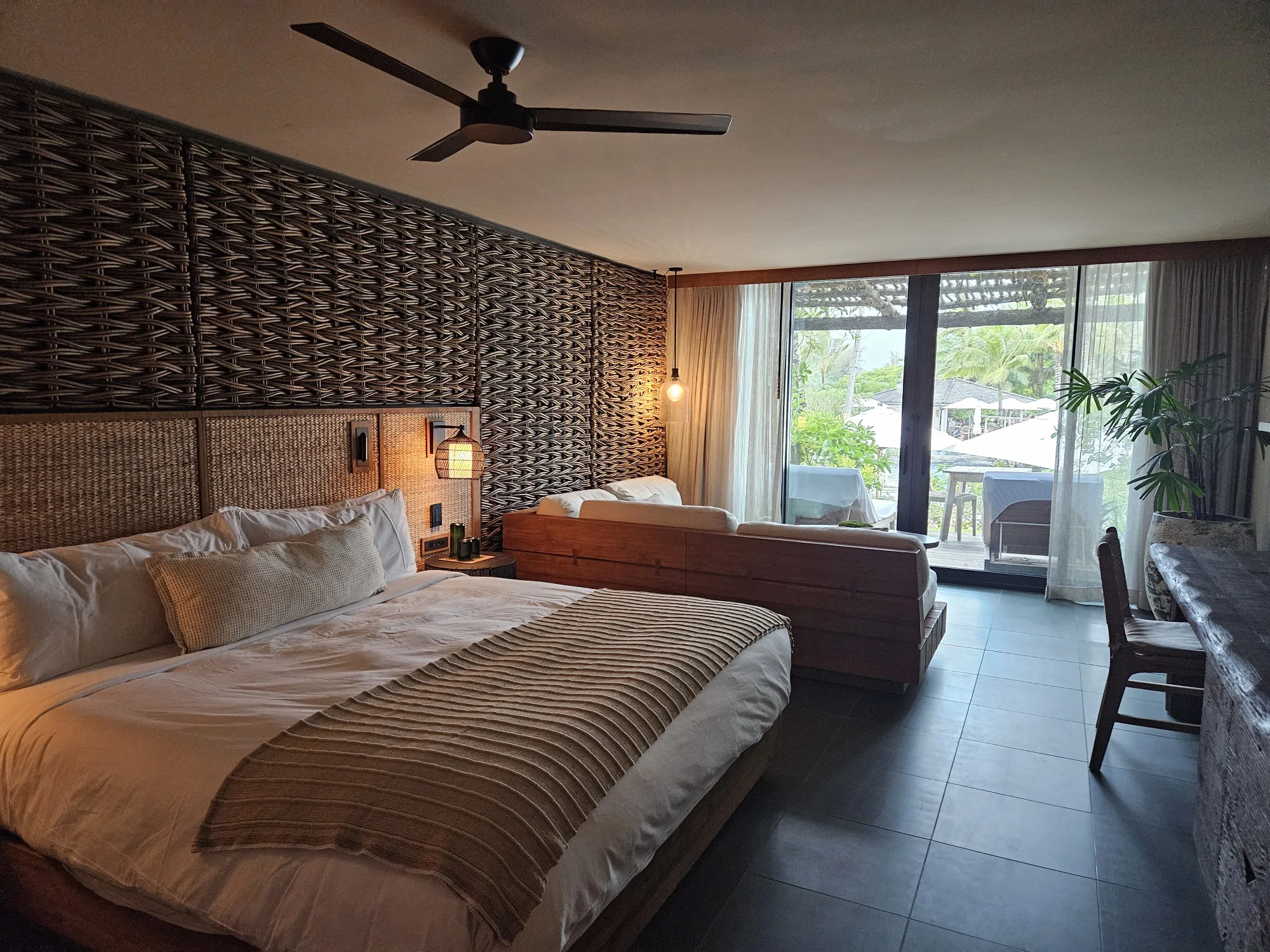 A room overlocking the pool area at 1 Hanaley Bay Kauai